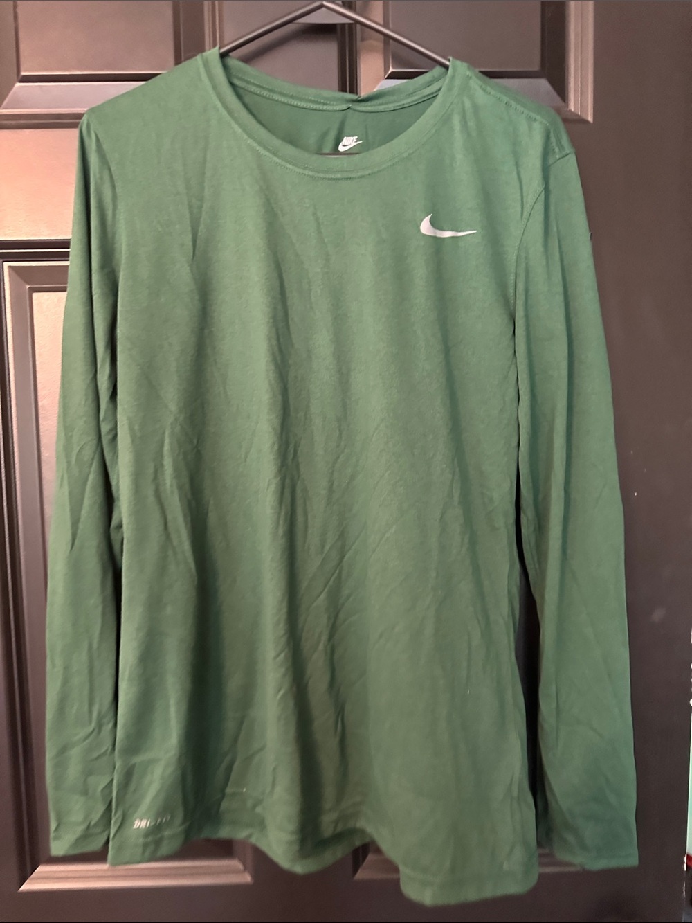 Nike Green Long-Sleeve Crew with Swoosh